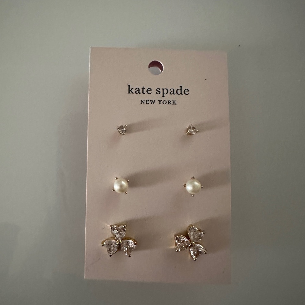 kate spade Gold and Pearl Butterfly Earrings Set